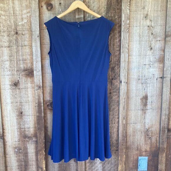 Lauren Ralph Lauren Miralavia Fit & Flare Navy Jersey Stretch Dress- twist waist - Picture 3 of 16